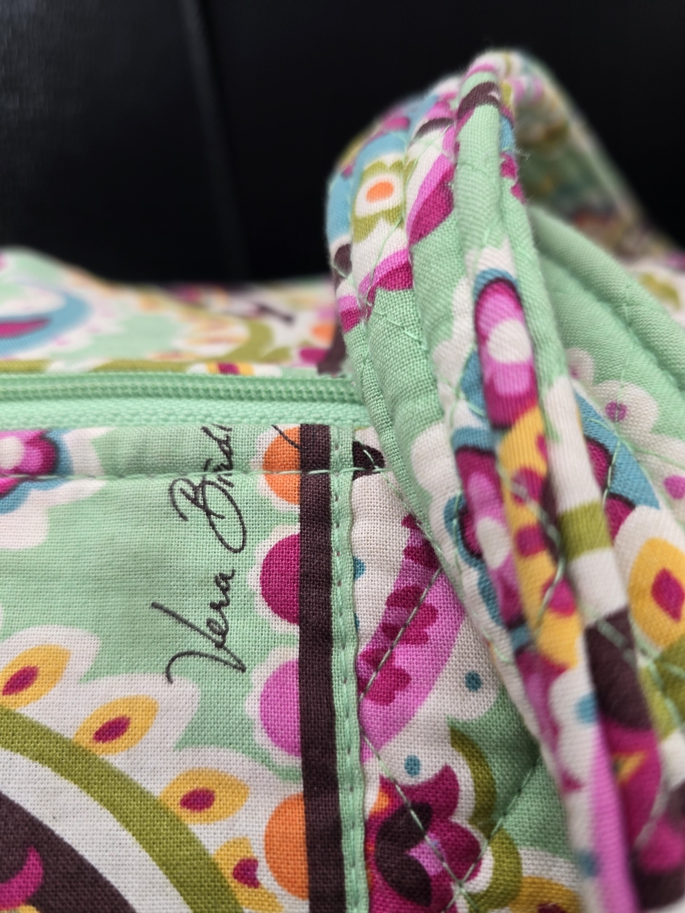 Vera Bradley Quilted Paisley Duffel in Mint Green and Pink - Picture 9 of 16